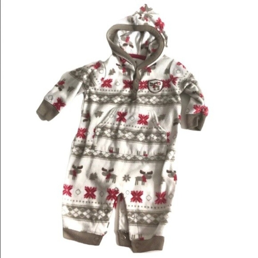 CARTERS Baby Winter Body Suit Moose Fleece Size 6 Months UNISEX